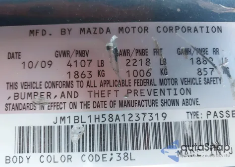 2010 Mazda Mazda3 S Sport из США, поврежденный, VIN JM1BL1H58A1237319